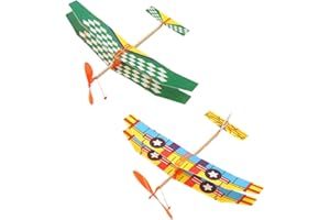 HONMEET 2Pcs Educational Rubber Band Powered Glider Plane Models DIY Assembly Flying to Develop Skills and