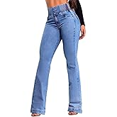 ECHOINE High Waisted Bell Bottom Jeans for Women Stretchy Flared Bootcut Denim Pants with Pockets