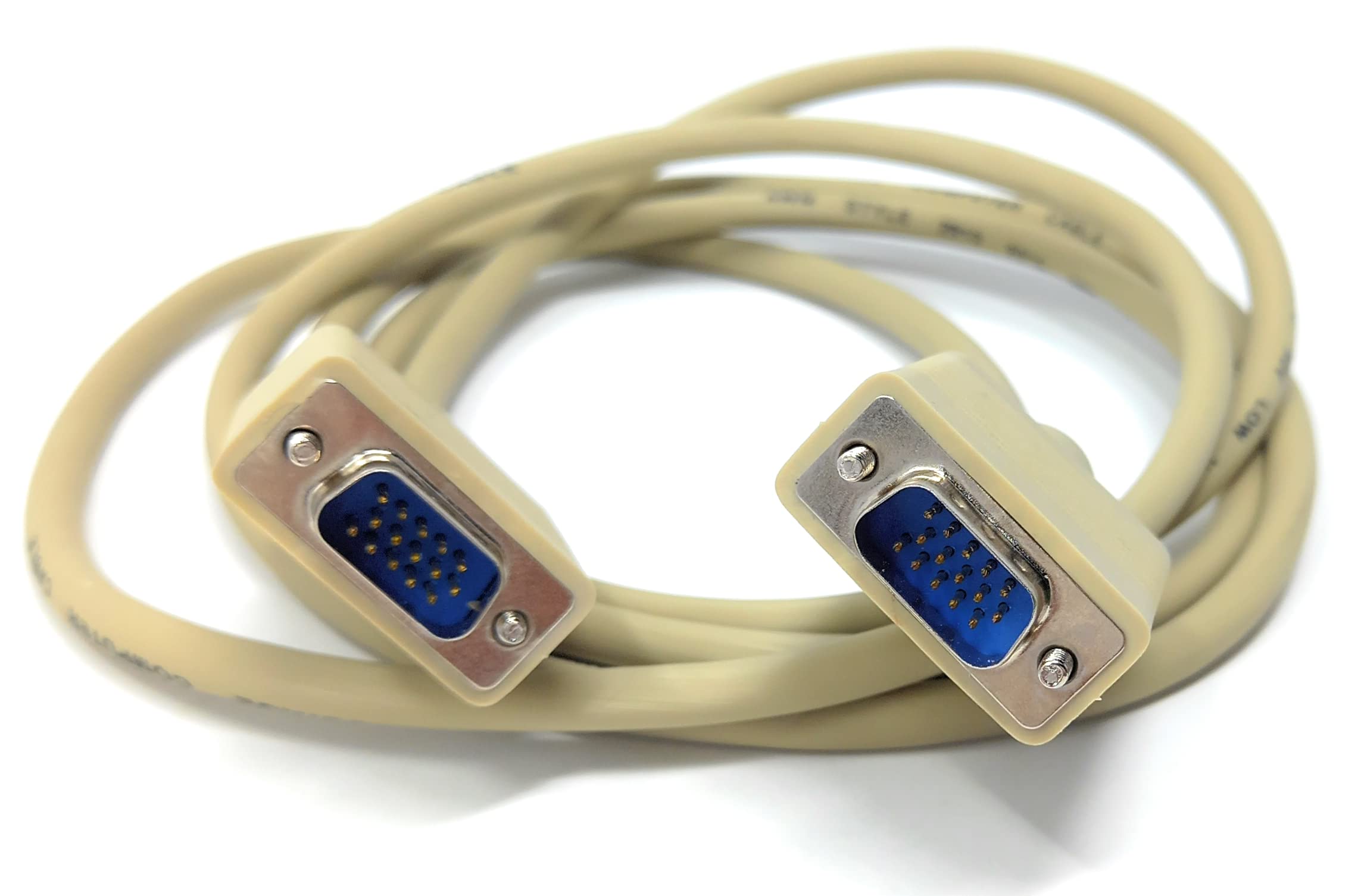 DRUT 2m VGA to VGA Cable 15 pin SVGA Male to Male for Monitor Computer PC Laptops TV Projectors Extension Lead HD15 All Data Pins Connected 6.5ft Beige