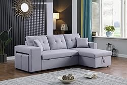 TUTB 93'' L-Shape Convertible Sleeper Sectional
