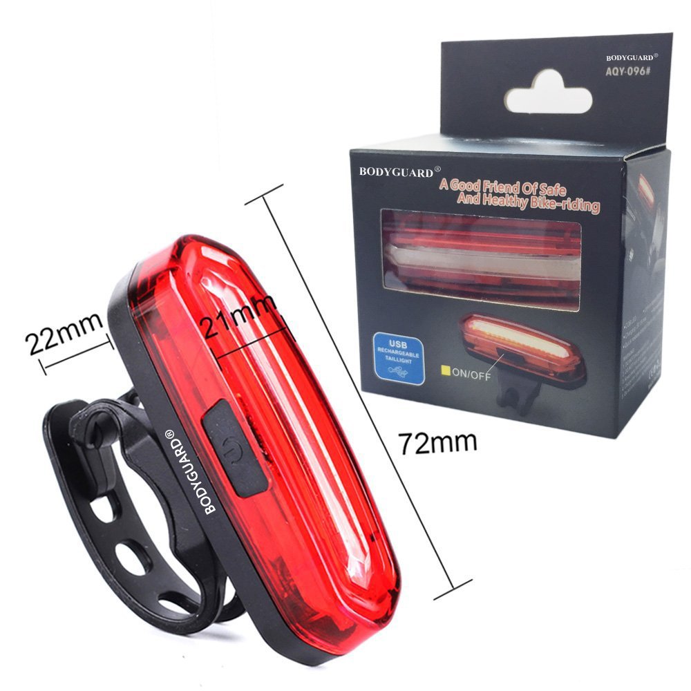 Bodyguard Bike Tail Light-USB Charging,120lm, 6 Light Modes, Waterproof, Helmet Front Light Accessories. High Intensity LED Fits on any Bicycles. Easy To install for Cycling Safety Flashlight