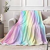 Colorful Rainbow Abstract Throw Blanket, Super Soft Cozy Tie Dye Colorful Fuzzy Stripe Throw Blanket for Girls, Rainbow Pastel Flannel Throw Blanket for Chair Bed Sofa Couch, 50X60IN