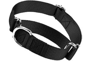 YOUALSO Martingale Collar for Dogs, Dog Choke Collar Escape Proof No Pull Cinch Dog Training Collars Adjustable for Small Medium Large Breed Pet Dogs, Black M