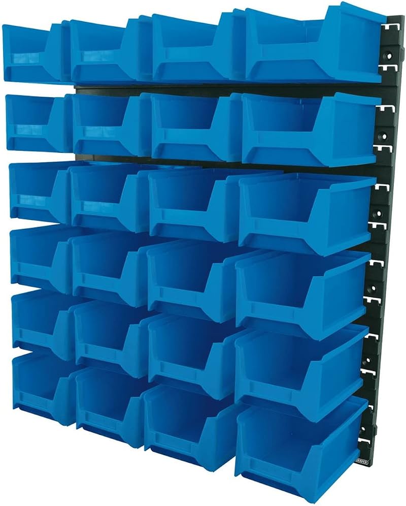 Draper 06797 Storage Bin Set 24 Pieces Blue Large Workshop Garage Organiser