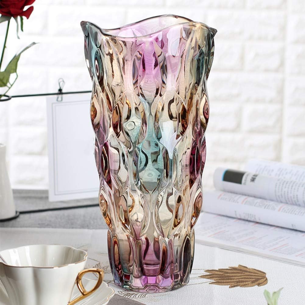 European Creative Water Planting Vase Crystal Glass Vases Colorful Decorative Vases Transparent Flower Vase Flower Vases For Home Decor Living Room Dinner Table-b