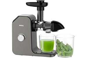 whall Slow Juicer, Masticating Juicer, Celery Juicer Machines, Cold Press Juicer Machines Vegetable and Fruit, Juicers with Quiet Motor & Reverse Function, Easy to Clean with Brush,Grey