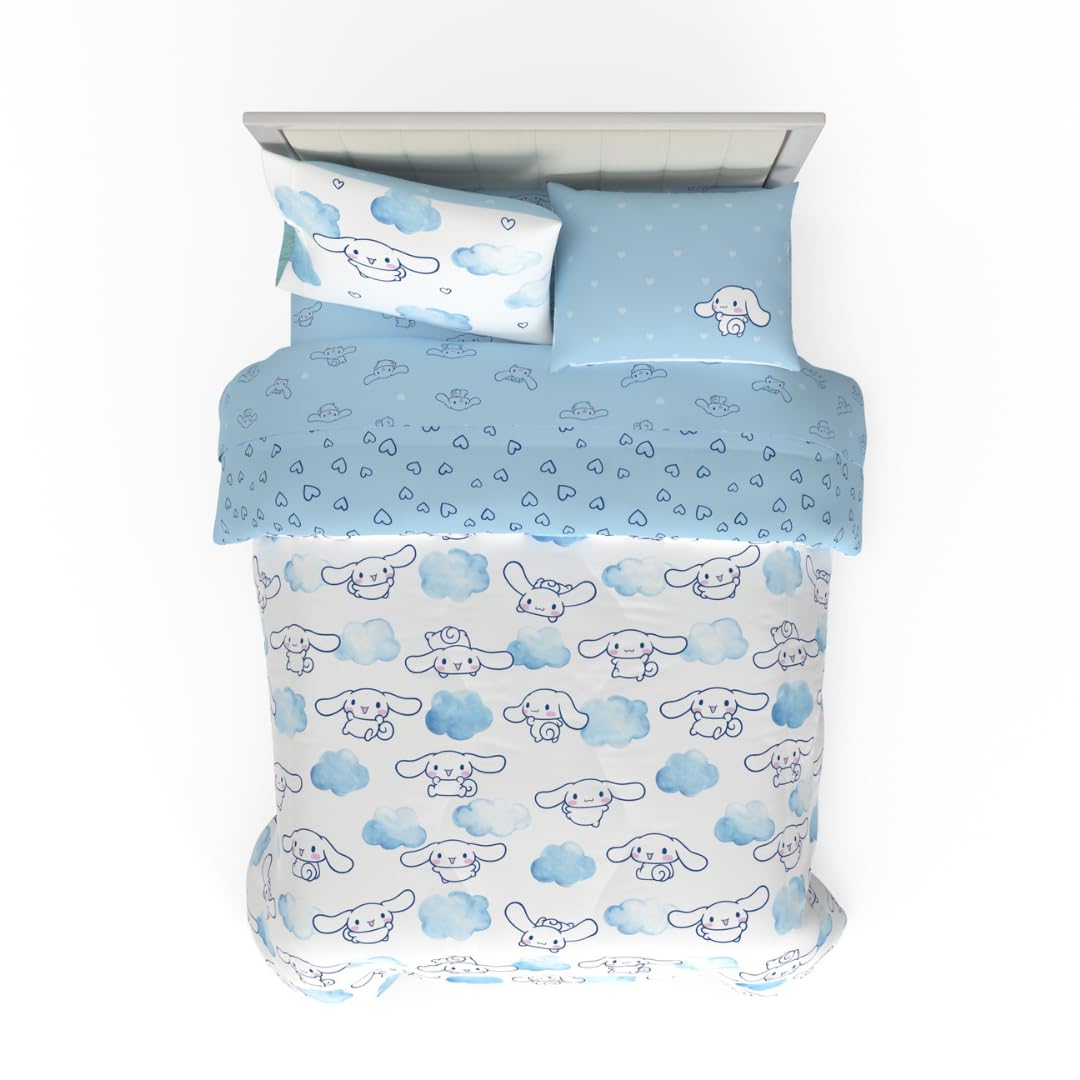 Photo 1 of **TWIN SIZE** Cinnamoroll Bedding 7 Piece Super Soft Cozy Reversible Comforter and Sheet Set with Sham, Twin, (100% Official Licensed Product) by Franco