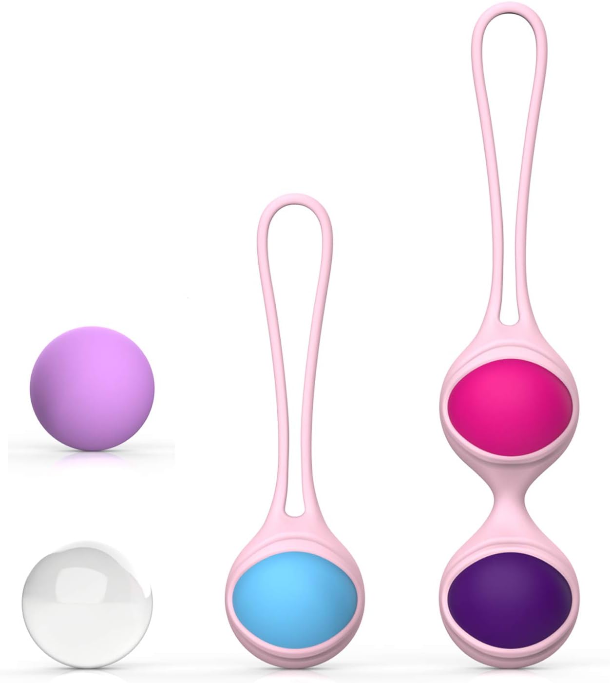 Kegel Exercise Weights Ben Wa Balls Kits - Doctors Recommended for Bladder Control & Postpartum Pelvic Floor Exercises, Silicone Exercise Balls for Women Beginners & Advanced (Set of 5)