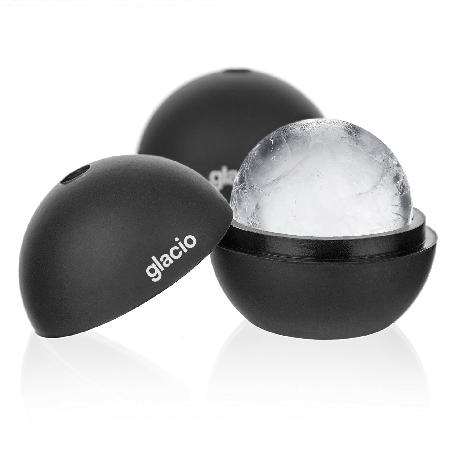 glacio Large Silicone Ice Sphere Mould - Round Ice Cube Mould - Makes 2.5 Inch Ice Balls - 2 Pack