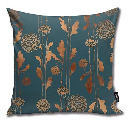 Amazon Com Lalaco Design Art Deco Copper Flowers Throw Pillows
