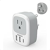 Canada to India Travel Adapter, TESSAN Plug Adaptor with 1 Outlet and 3 USB Ports (1 USB C), Type D Power Plug for Indian, Ba