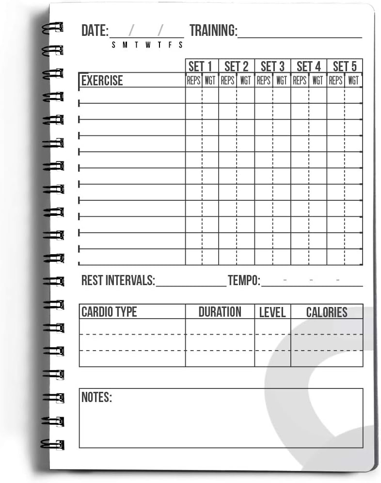 Workout Log Gym - 6 x 8 Inches - Gym, Fitness, and Training Diary - Set Goals, Track 100 Workouts and Record Progress - AVO Green : Sports & Outdoors