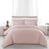 MOONLIGHT20015 King Size Duvet Cover Set Reversible Stripes Satin Bedding Peach view 6