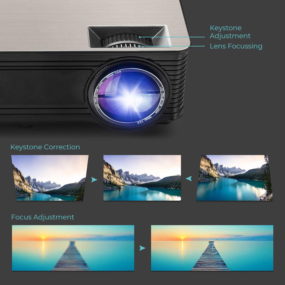 4000 Lumens Projector, HD LED Multimedia Video Projector Support 1080P 200\