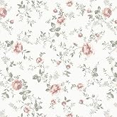 WESTICK Pink Floral Peel And Stick Wallpaper - Vintage Rose Pattern, 17.5x118 Inch, Self-Adhesive Waterproof Vinyl For Walls, Cabinets & Furniture