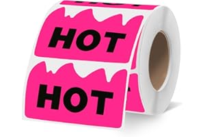 YEGAWEN 600 PCS Rave Hot Stickers 2 x 1-1/5 Inch Fluorescent Pink Hot Flame Fire Shaped Stickers Marking Popular Items for Restaurant Supermarkets Stores Shops (Fluorescent Pink)