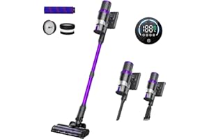 syvio 33Kpa Cordless Vacuum Cleaner with Touchscreen, 6 in 1 Stick Vacuum Cleaner, 55 Mins Running Time 1.3L Dust Cup&LED Floor Brush for Hardwood Floor/Low-Pile Carpet Deep Clean, PRO