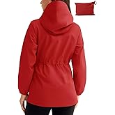 TBMPOY Women's Lightweight Rain Long Jackets Packable with Hooded Outdoor Hiking Waterproof Windbreaker Raincoats Travel