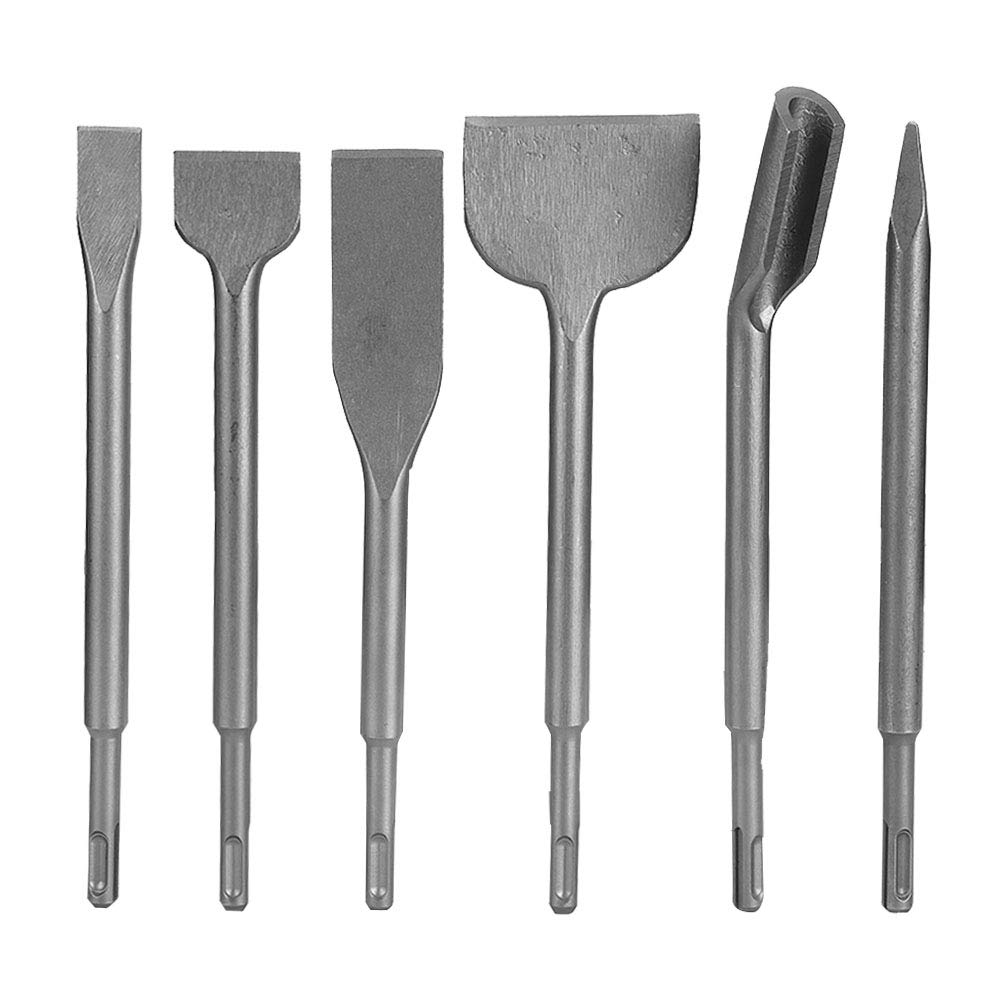 6-Piece Chisel Set for SDS Plus Bits, Drill Chisel Set Concrete Wall Drilling Tool for Tile Grooving Scraping Flat Point Scaling