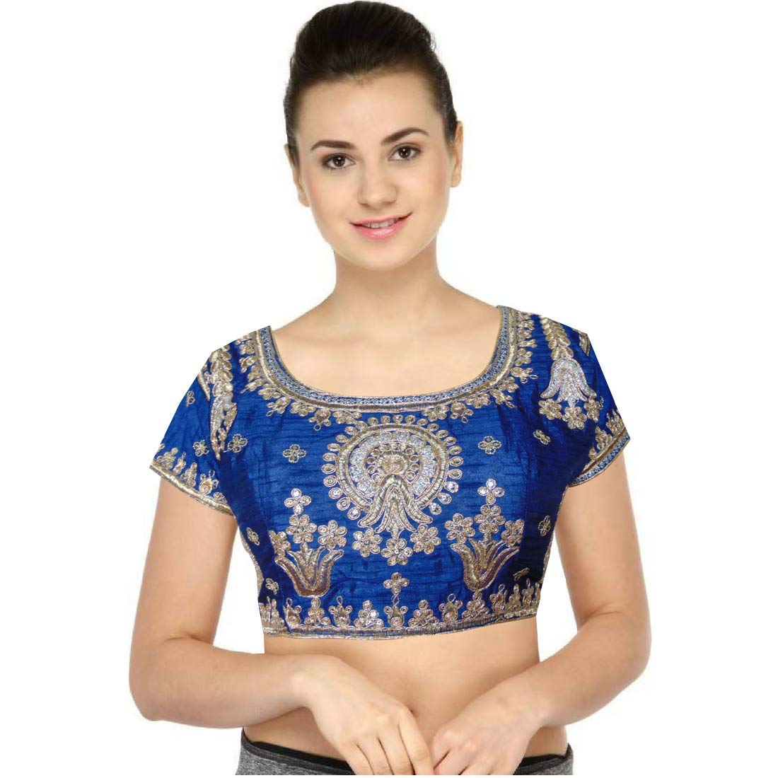 life win navy blue with embroidery ready made designer blouse perfect fitting & quality