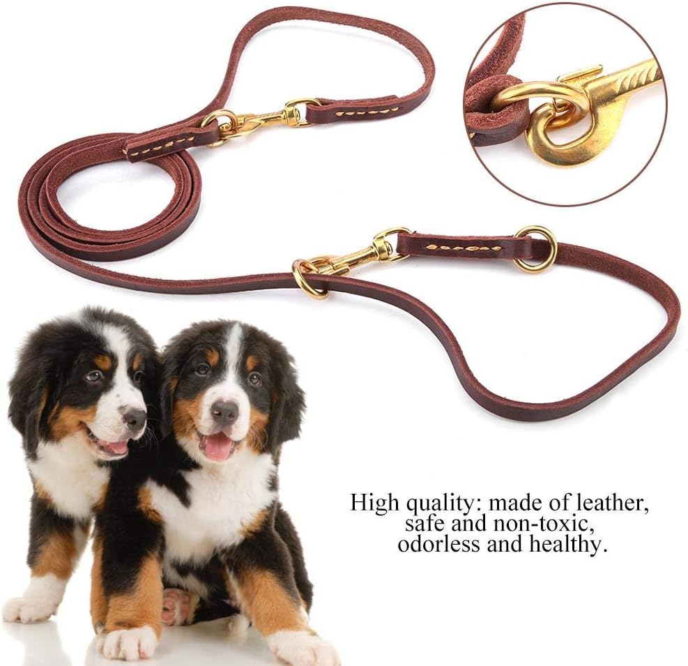2pcs/ Set Leather Anti-lost Comfortable Soft Durable Dog Rope Pet Supplies Dog Leash Comfortable Padded Handle - Image 5