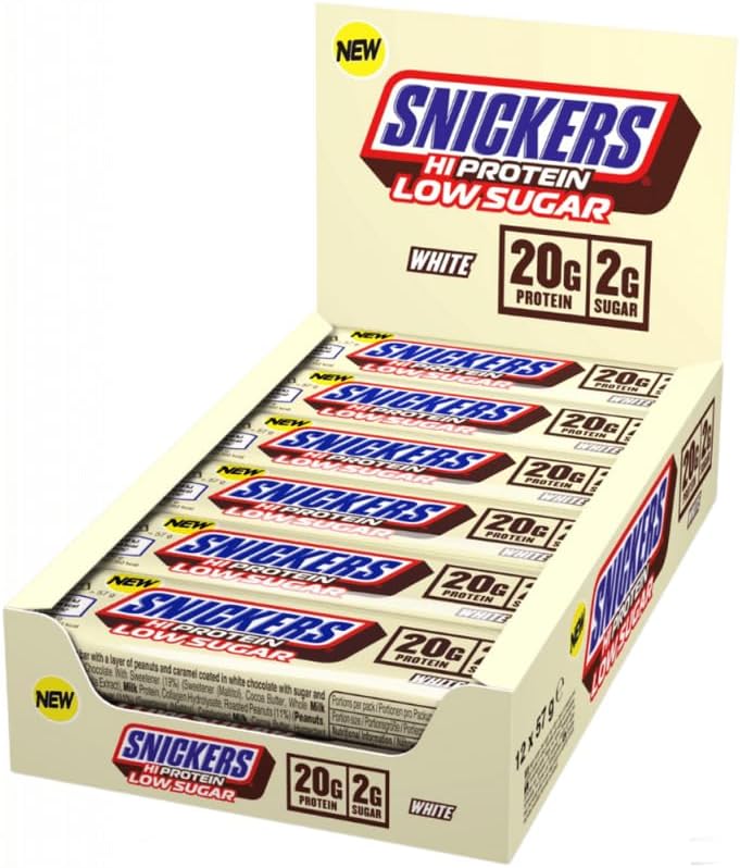 Snickers White Chocolate Protein Bar 12 × 57g 20g Protein Low Sugar 2g