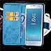 Galaxy J3 2018,J3 Achieve,J3V J3 V 3rd Gen,J3 Star,Amp Prime 3 Case,[Flower Embossed] Leather Wallet Flip Protective Case Cover with Card Holder and Stand for Samsung Galaxy J3 2018 J337 (Blue)