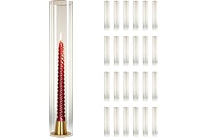 Sandraheer 24 Pcs 2.5" W x 14" H Hurricane Glass Candle Holders - Bottomless Glass Hurricane Pillar Candle Holder Open Ended Cylinder Vase Sleeve Tube Cover for Pillar Candleholders