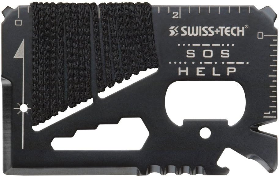 Swiss+Tech Wallet Multi-Tool with Screwdrivers, Wrenches, Rope Cutter, Knives, Saw Blade, Stainless Steel Construction, Black In Color, Pack of 1 (ST33329)