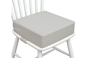 AAAini Toddler Booster Seat for Dining Table – PU Washable Cushion with Double Safe Straps, Non-Slip Bottom, Portable Travel Booster Seat for Toddlers (Grey)