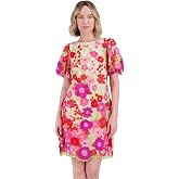 Eliza J Women's Floral Pink Puff Sleeve Midi Dress