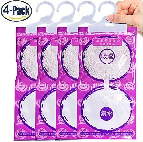 4 Pack Desiccant Bag for Kitchen Bathroom Wardrobe Hanging Hygroscopic Anti-mold Deodorizing Moistureproof Desiccant Dehumidifiers mould proof box Water absorption