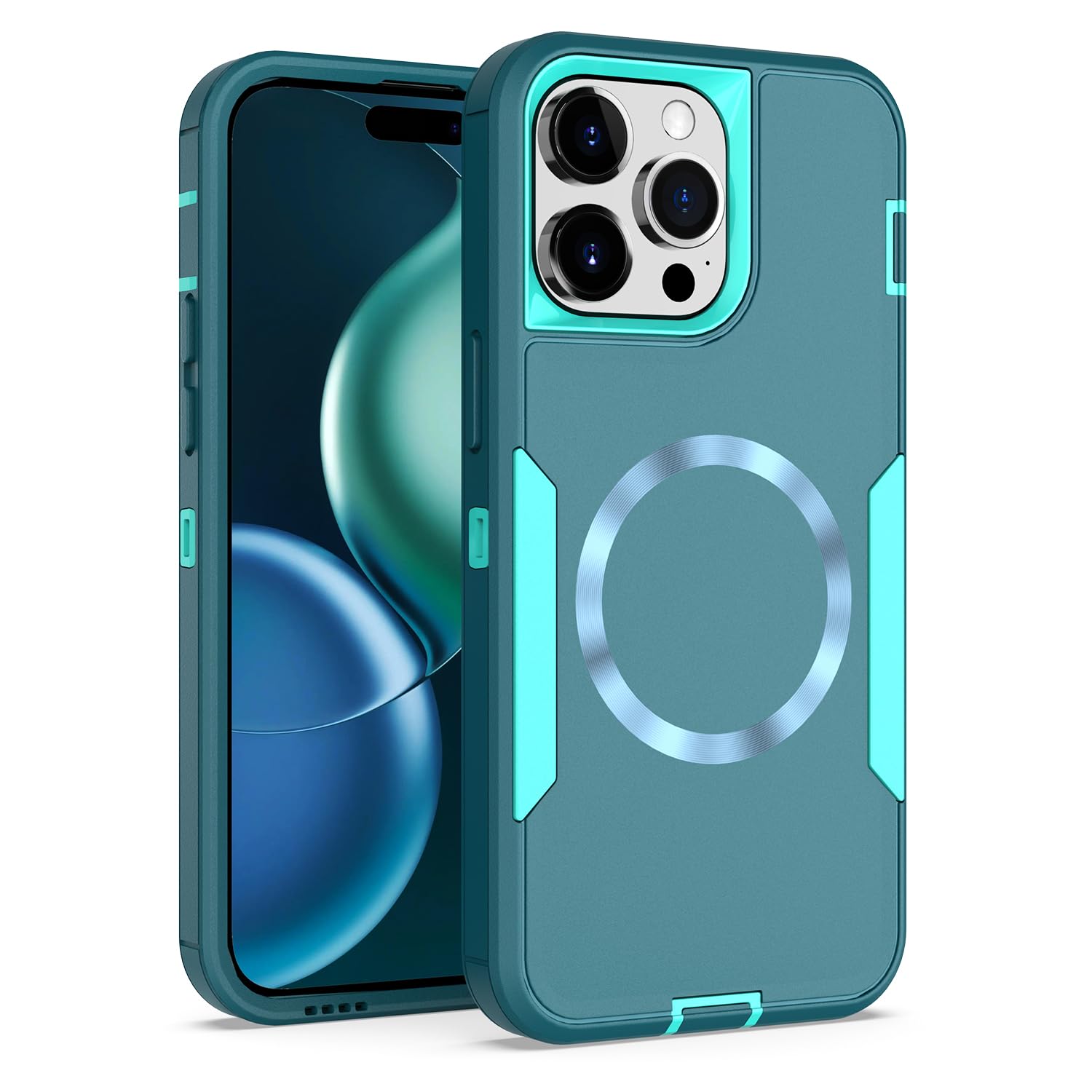 showdd Designed for iPhone 15 Pro Max Case, Magnetic Drop Protection Heavy Duty,Compatible with MagSafe,Dustproof,No Fading, No Yellowing,for Men Women, Lake Blue
