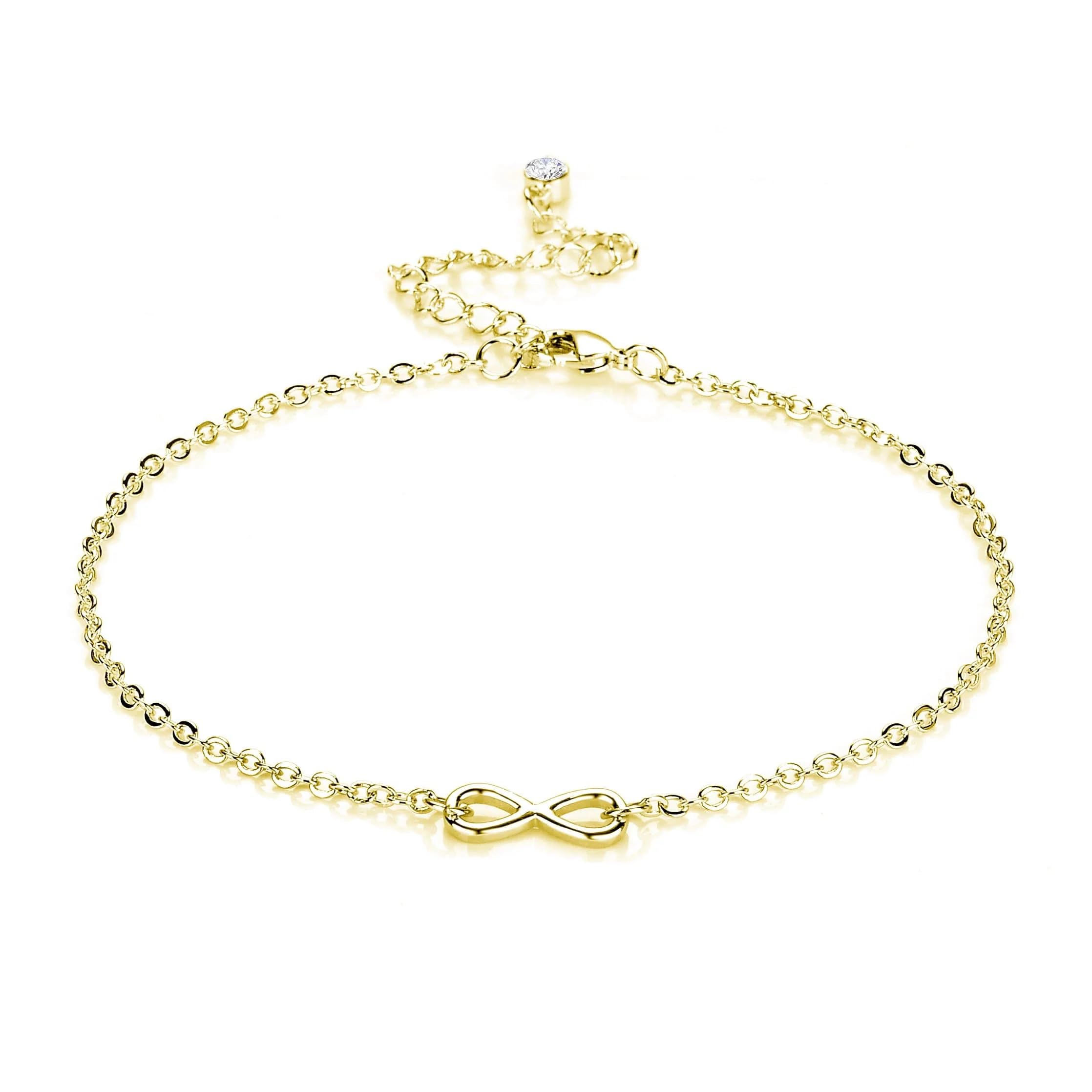Philip Jones 18k Gold Plated Infinity Anklet Created with Zircondia® Crystals