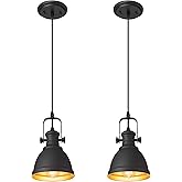 Audickic Modern Pendant Light, Set of 2 Hanging Light Fixtures, Black Pendant Lighting for Kitchen Island, AD-2151-1P2