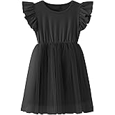 JNKLWPJS Girls Tutu Dress Toddler Ruffle Sleeve Princess Party Tulle Sundress