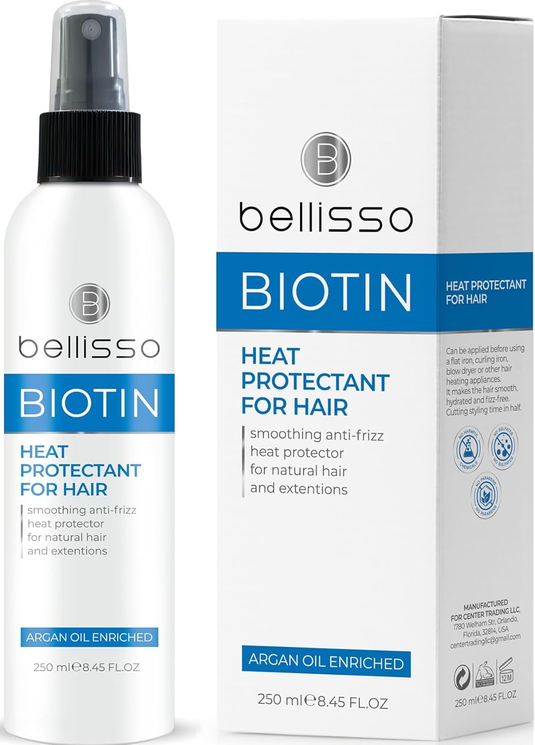 Photo 1 of Biotin Heat Protection Hair Spray with Moroccan Argan Oil - Thermal Resistant Styling Products for Women - Frizzy, Black and Curly Hair - Anti Frizz, Leave In Conditioner - Flat Iron and Blow Dry