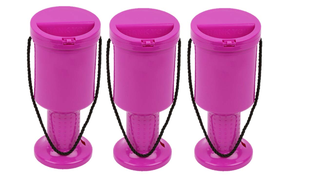 My Charity Boxes - Pack of 3 Rounded Hand Held Plastic Collection Boxes for Money Donation (Pink)
