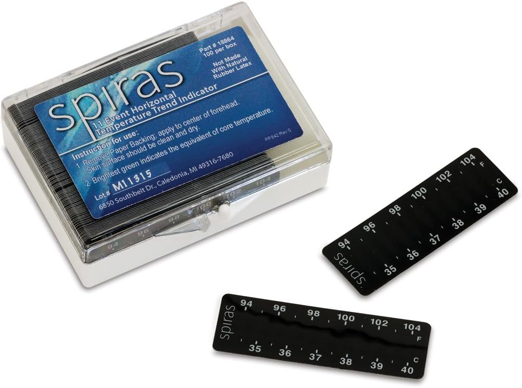 Spiras Horizontal Forehead Thermometer Temperature Indicators 94–104°F 34–40°C