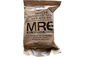 EPIDEMIC PROOF Genuine USGI Individual MRE [Meal, Ready to Eat] Inspection Date 01/2024 or Newer - You Choose Menu - Complete Ration with Entree, Snacks, Dessert, Drink Mix, Utensils, Condiments and FRH. (#24 Southwest Beef and Beans)