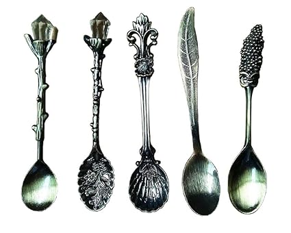 HENGRUI Cuchara Pequeña Creativa Serie de Vajilla de Palacio Retro,Un Juego de 5 Piezas