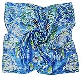 Van Gogh and Claude Monets Paintings, Square Elegant Luxury Fashion 100 Silk Scarf Premium Shawl Wrap Art
