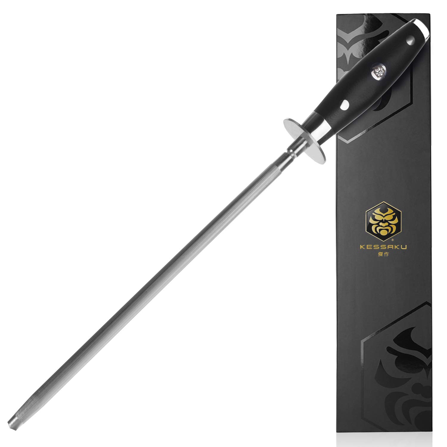 Kessaku10-Inch Sharpening Steel Honing Rod - Dynasty Series - G10 Full Tang Handle