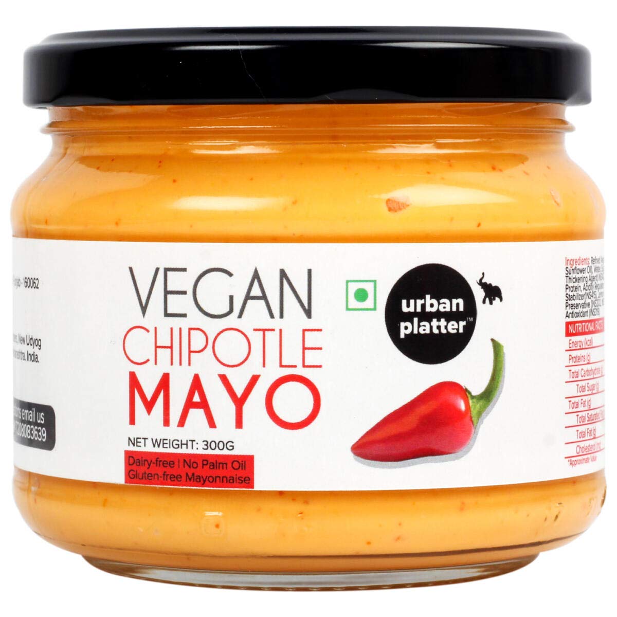 Urban Platter Vegan Chipotle Mayo, 300g / 10.6oz [DairyFree Mayonnaise