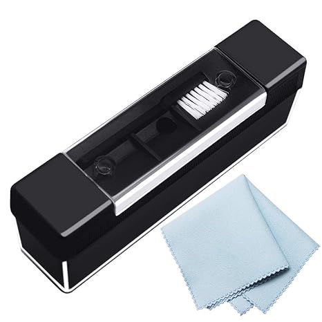Hossom Schallplatten Samtreiniger Soft Brush Antistatik Schallplattenbürste mit Samtpolster inkl. Nadelbürste