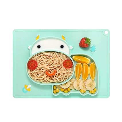 Teller Baby Rutschfest Silikon Tischset Kinder Platzdeckchen Teller Antirutsch Kinderteller mit Saugnapf Silikon Teller Kind 