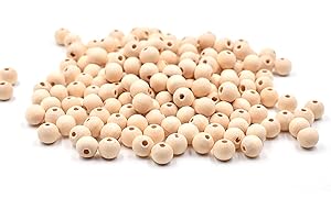 hesmartly 300Pcs 10mm Wood Beads Round Wooden Spacer Beads Unfinished Natural Wood Loose Beads