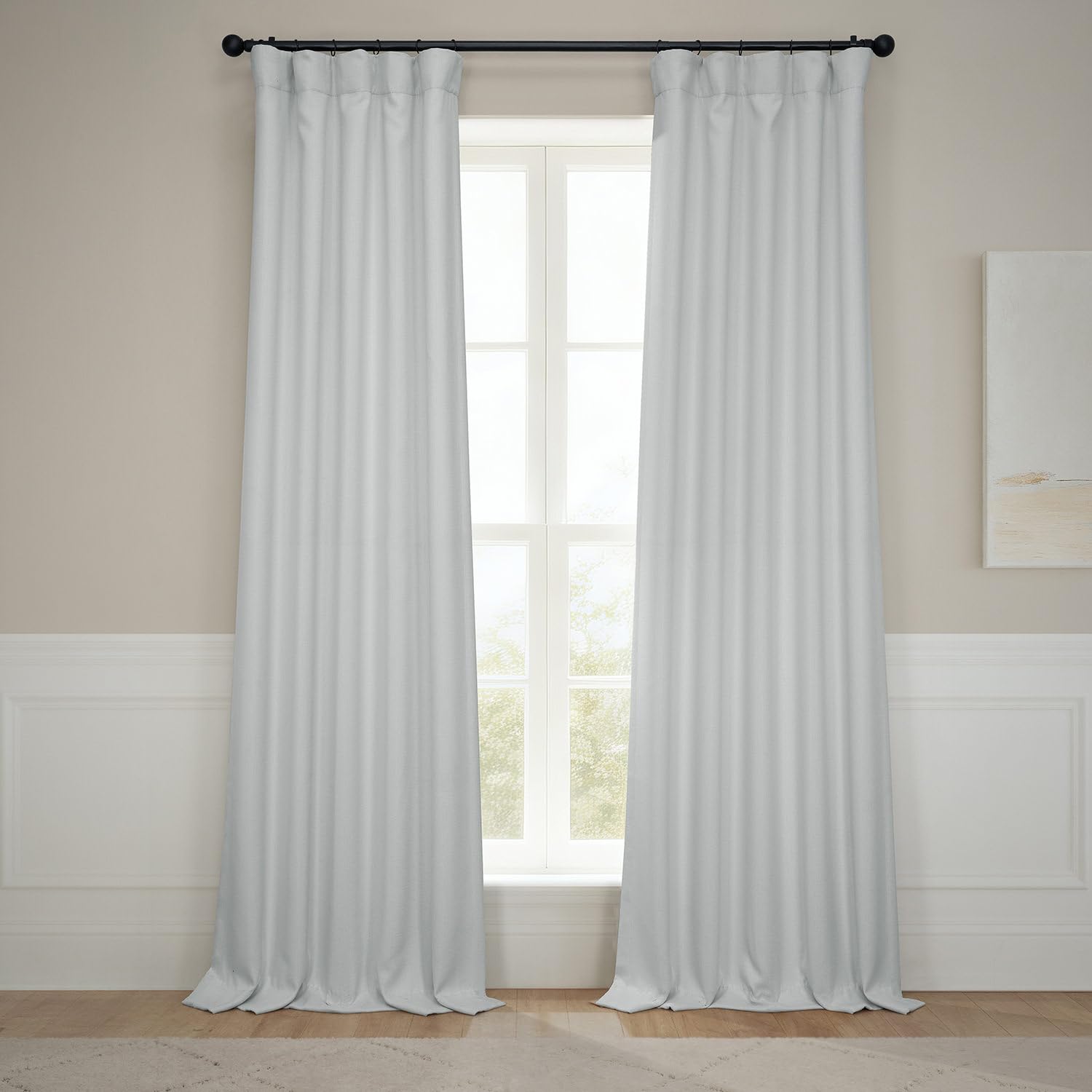 HPD Half Price Drapes Faux Linen Textured Room Darkening Curtains for Bedroom 120 Inches Long (1 Panel), 50W X 120L Curtains for Living Room Home Decor, Oyster