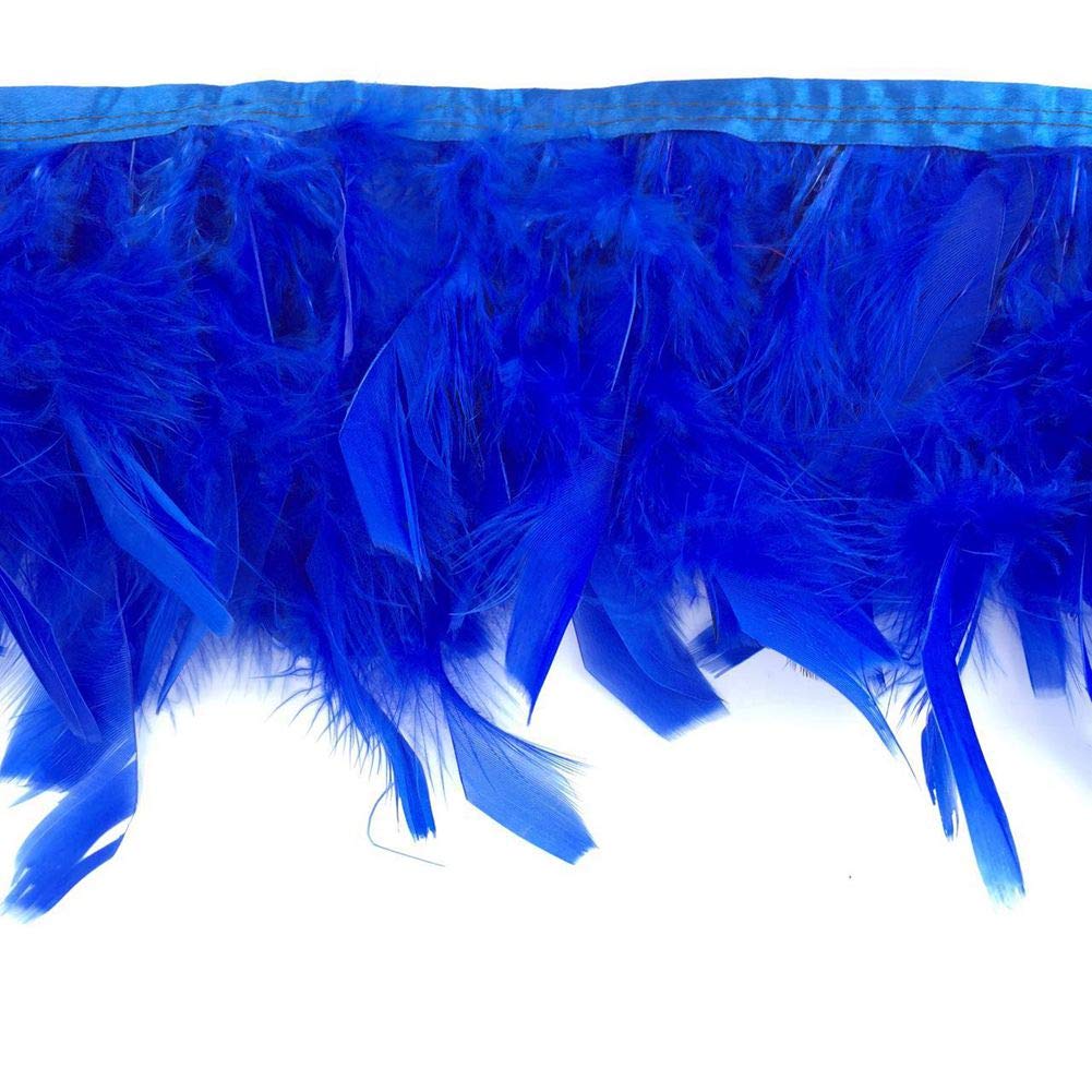 Sowder Turkey Feathers Trim Fringe for Party Wedding Dress Sewing Crafts Costumes Decoration Pack of 2 Yards(Royal Blue)
