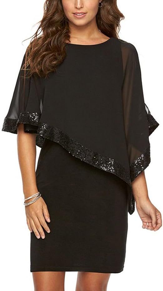 Fayear Ladies Prom Dress Irregular Sequins Knee Length Dress for Party Evening Cocktail Amazon